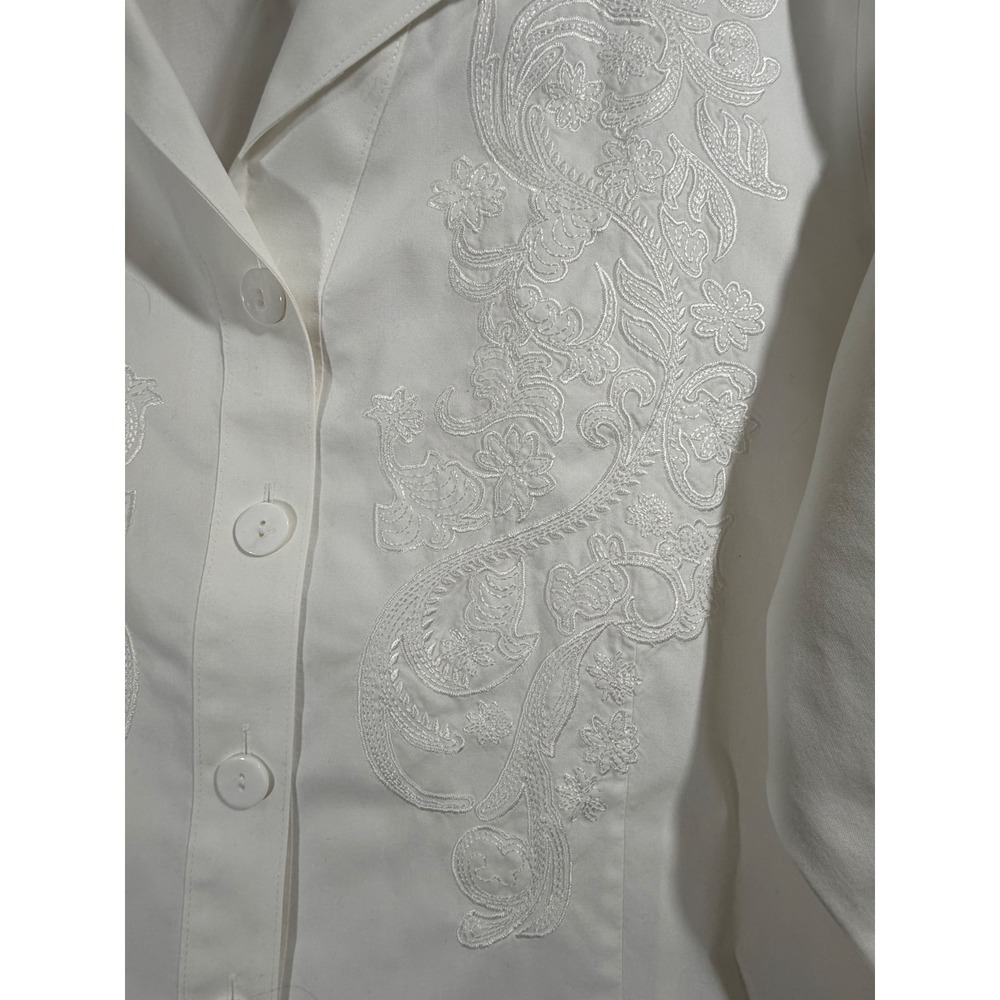 Coldwater Creek Womens Size 2X White Embroidered 100% Cotton Button Down Shirt - Picture 9 of 9